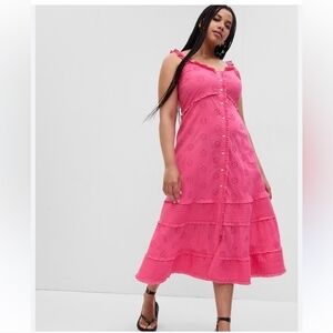 NWT GAP Ruffle Hem Eyelet Midi Dress